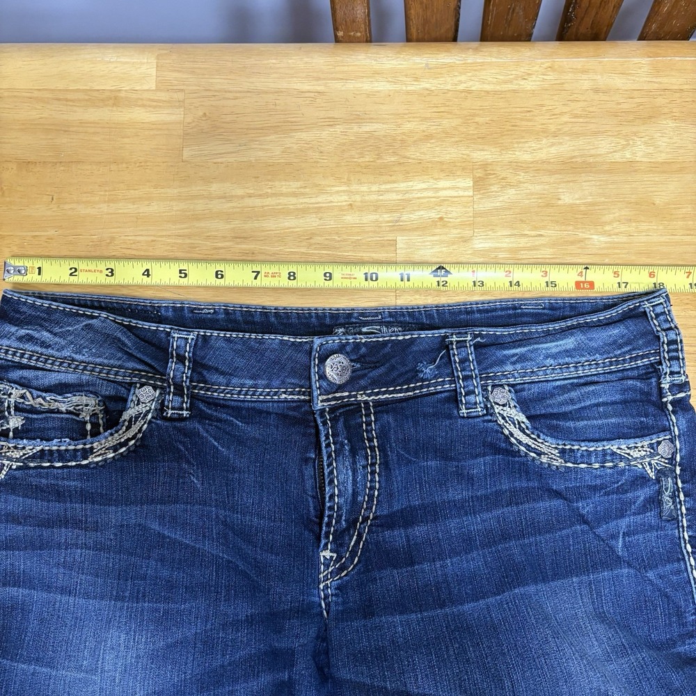 Silver Jeans Womens Size 34 x 31 Suki 17" Dark‎ Blue Bootcut - Picture 6 of 14